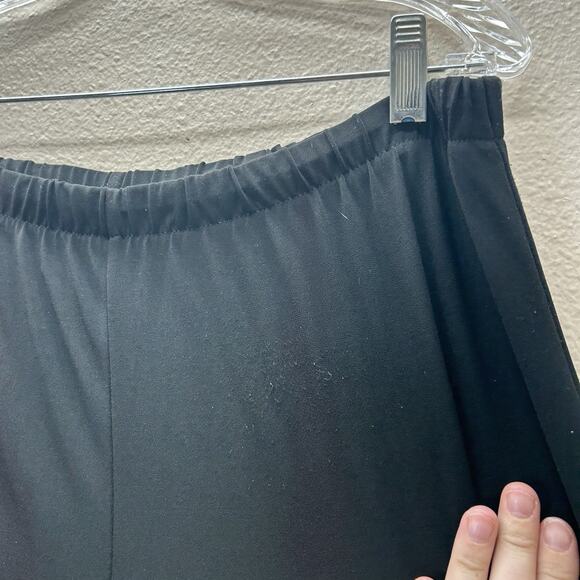 Chicos Wide Leg Pants Size 2 US Large Black Knit Pull On Minimalist Classic - Picture 4 of 8